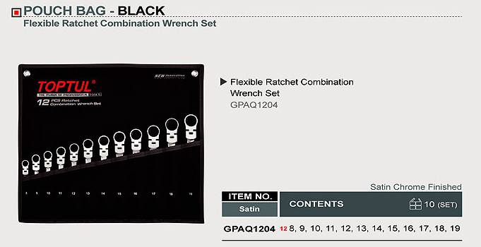 Bộ cờ lê đổi chiều 12 chi tiết toptul GPAQ1204