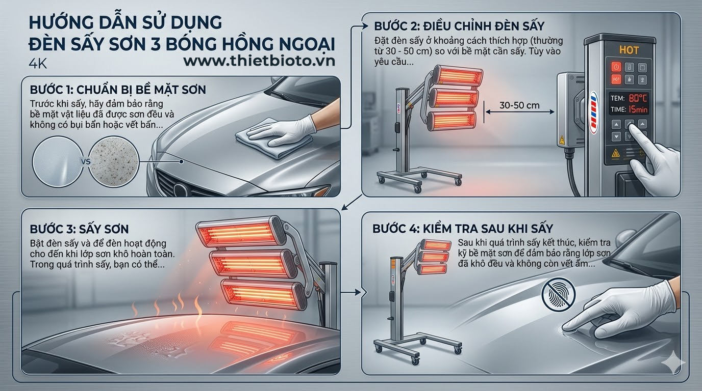 Đèn Sấy Sơn 3 Bóng Hồng Ngoại: Giải Pháp Sấy Nhanh, Tiết Kiệm Cho Xưởng Sơn