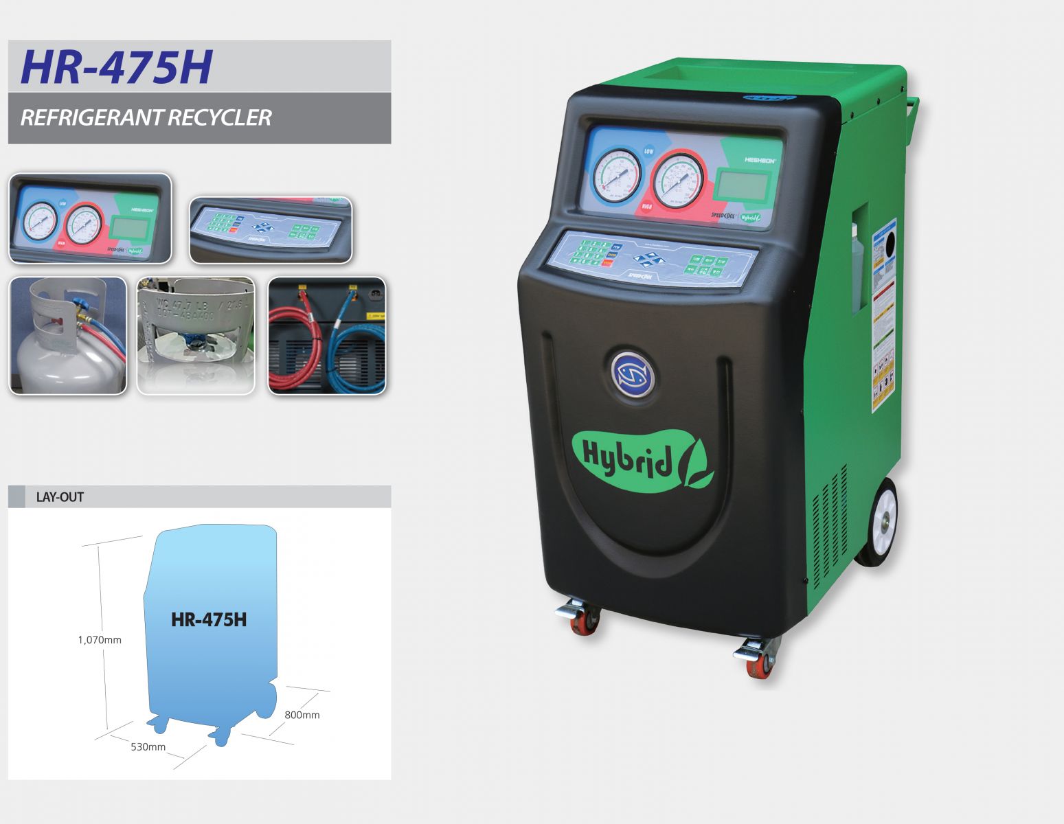 Máy nạp ga lạnh ô tô cho xe Hybrid HR-475H