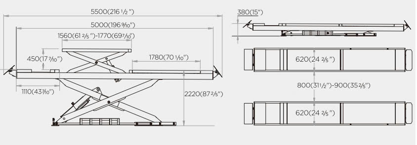 Cầu nâng cắt kéo kiểu xếp 5.5 tấn VIMET SLW55311