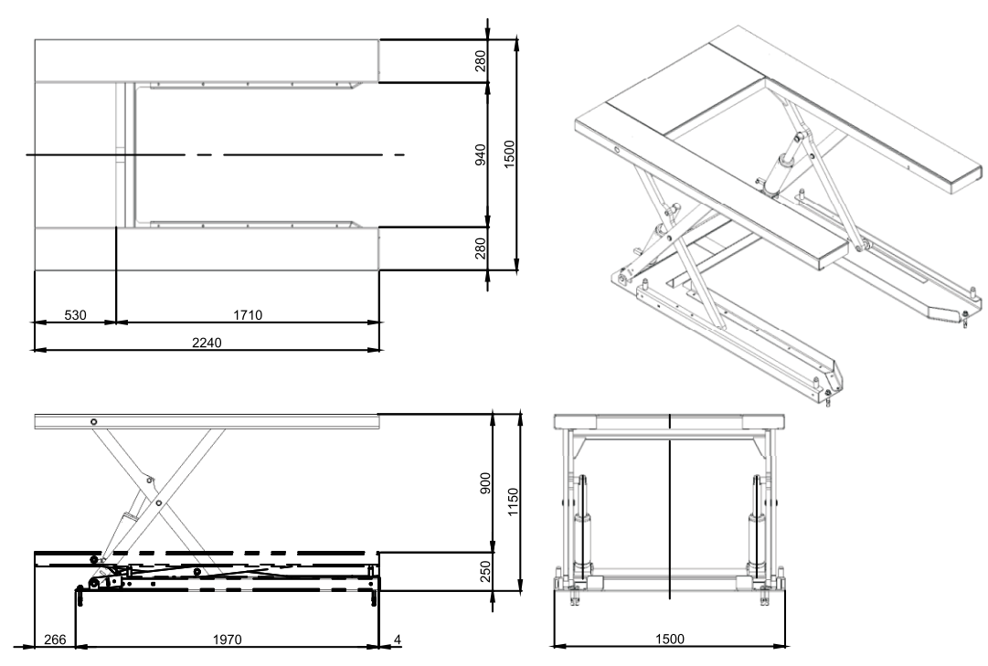 Bàn nâng chữ U 1 tấn Heshbon HL-10U