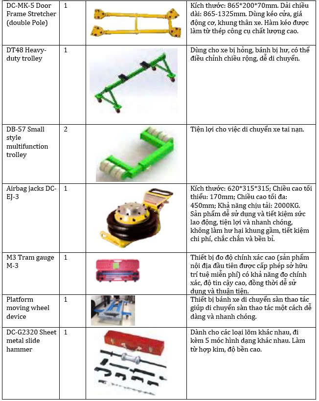 Thiết bị kéo nắn xe tai nạn và bộ phụ kiện tiêu chuẩn VIMET BRS08802