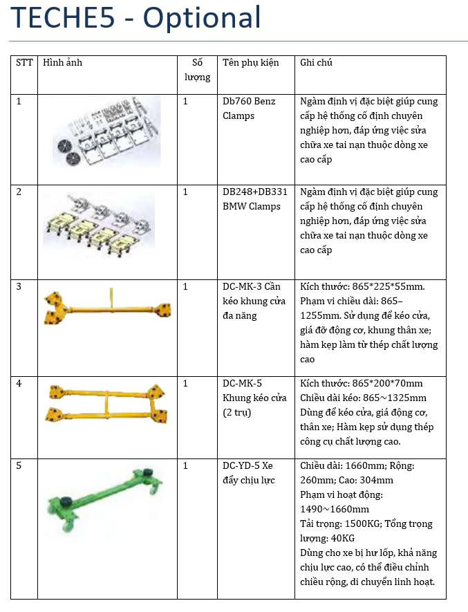 Thiết bị kéo nắn xe tai nạn và bộ phụ kiện tiêu chuẩn VIMET BRS11151