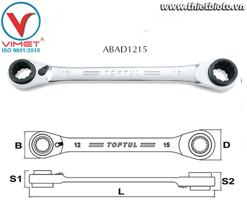 Cờ lê 2 đầu vòng Toptul ABAD1215