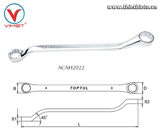 Cờ lê 2 đầu vòng Toptul ACAH2022